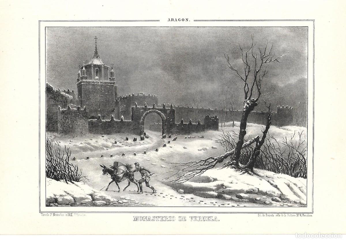 Arte: Vista del siglo XIX del Monasterio de Veruela en Zaragoza