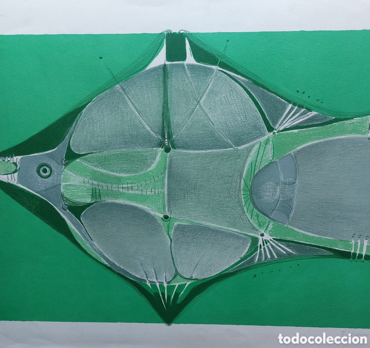 Art: EMILIA XARGALL LITOGRAFIA 75X55 PRUEBA DE ARTISTA A&Ntilde;O 1976. TITULO EL. PEZ. UNA. OBRA MUY PERSONAL