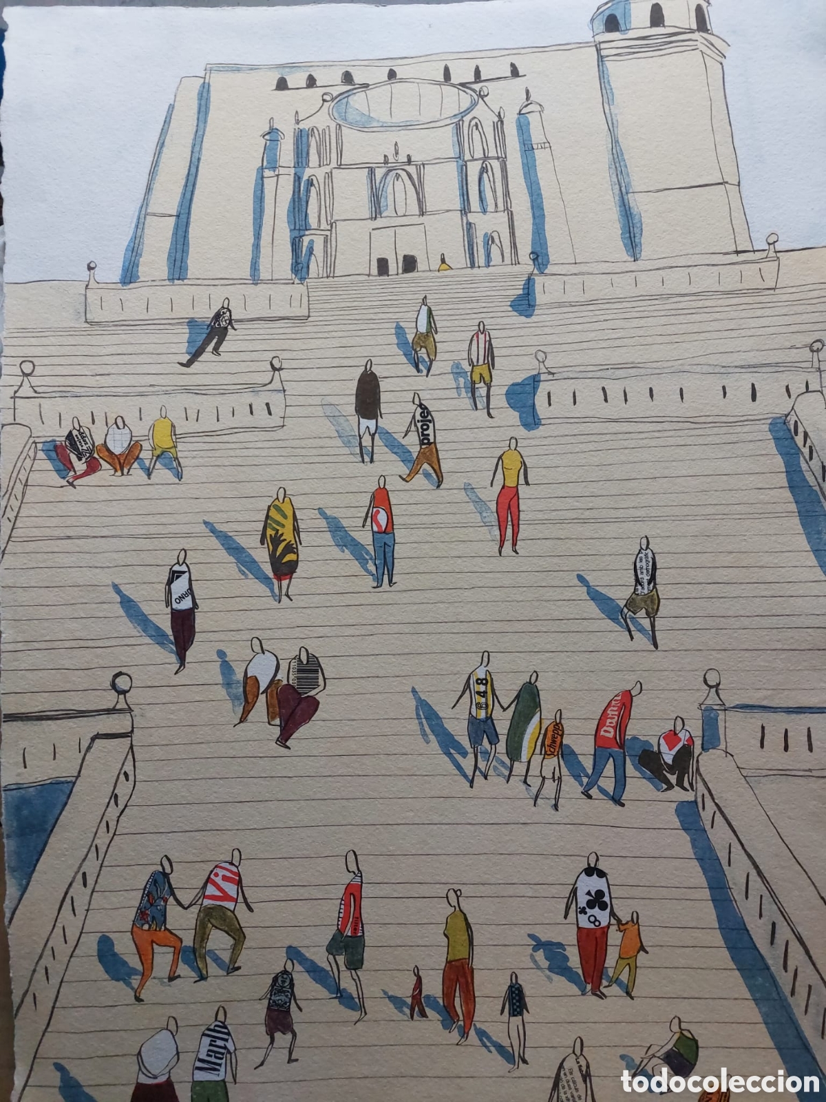 Arte: OLIVERAS. LITOGRAGIA 75X 52 ESCALERAS CATEDRAL TIRADA. HAY. 150. ORIGINALES
