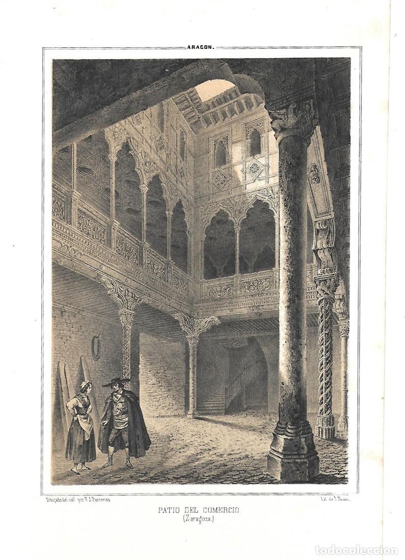 Arte: Vista del siglo XIX del Patio de Comercio en Zaragoza