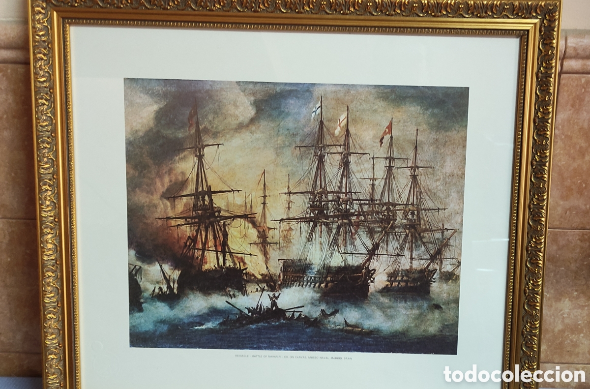 Arte: Cuadro, LAMINA ENMARCADA BATALLA DE NAVARIN - Foto 2