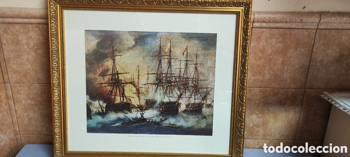 Arte: Cuadro, LAMINA ENMARCADA BATALLA DE NAVARIN - Foto 3