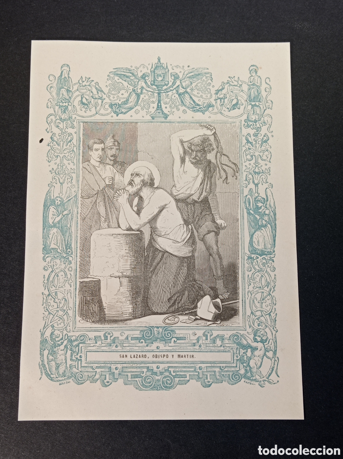 Arte: ANTIGUA LITOGRAF&Iacute;A SAN L&Aacute;ZARO OBISPO Y MARTIR 1853
