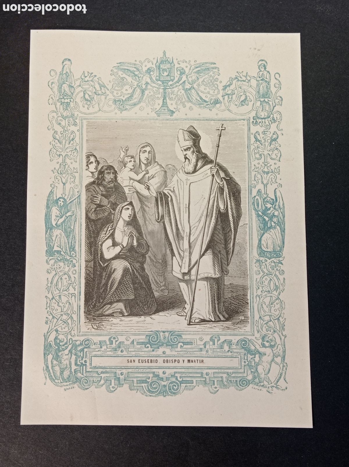 Arte: ANTIGUA LITOGRAF&Iacute;A SAN EUSEBIO OBISPO Y M&Aacute;RTIR 1853