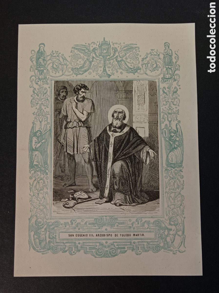 Kunst: ANTIGUA LITOGRAF&Iacute;A SAN EUGENIO III. ARZOBISPO DE TOLEDO M&Aacute;RTIR 1853