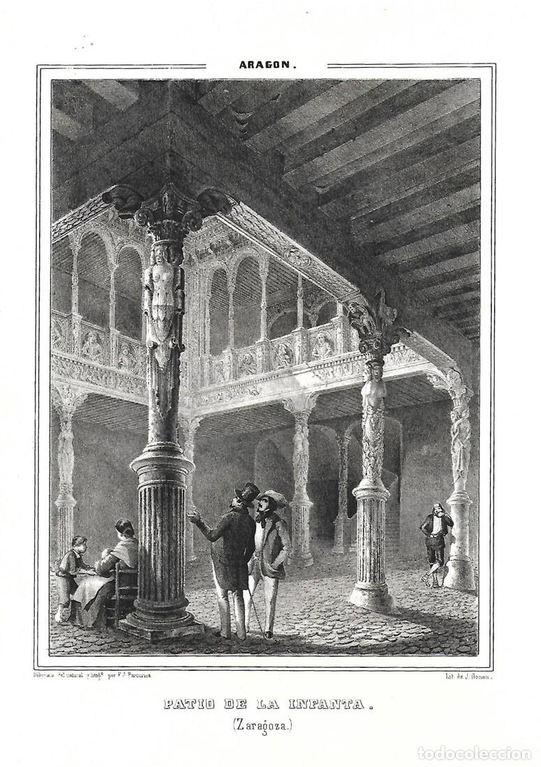 Arte: Vista del siglo XIX del Patio de la Infanta en Zaragoza