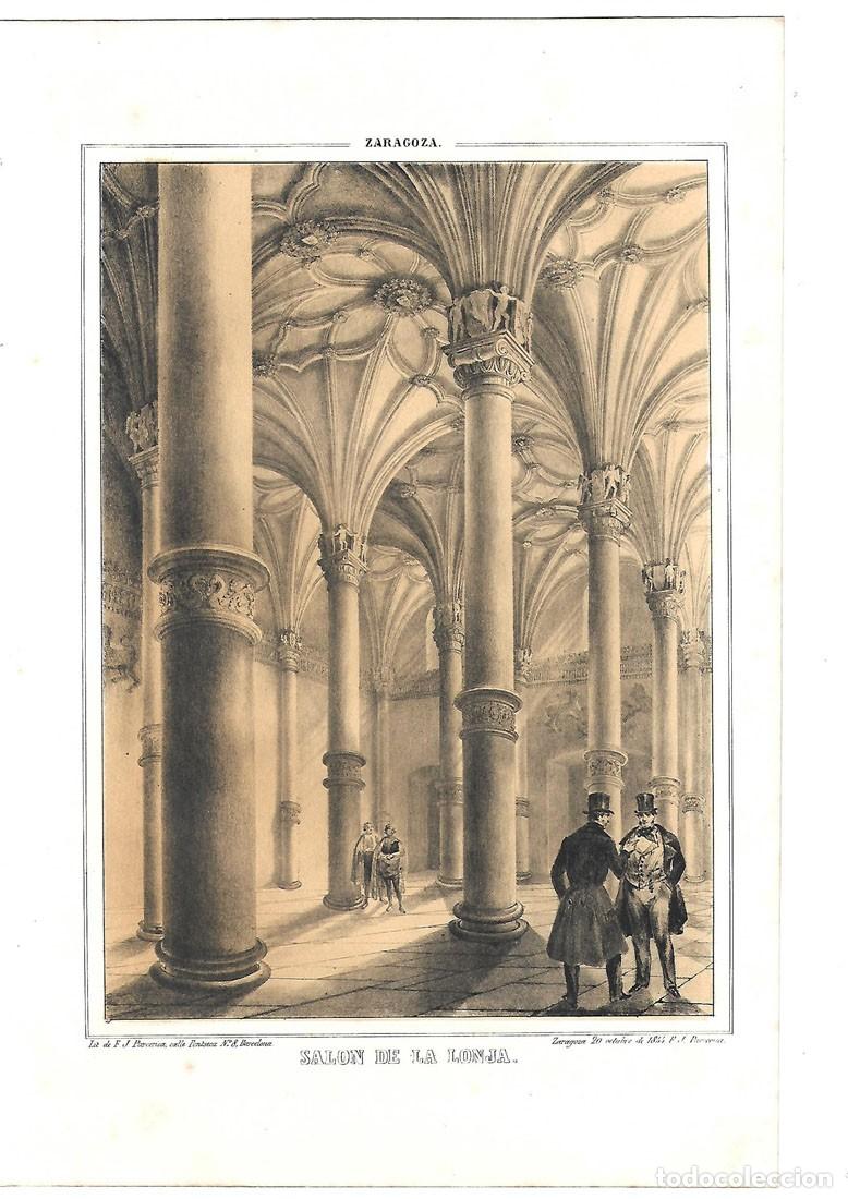 Arte: Vista del siglo XIX del Sal&oacute;n de la Lonja en Zaragoza