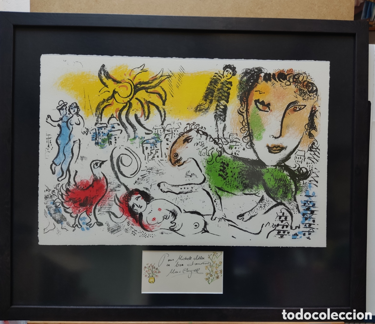 Arte: Marc Chagall dedicatoria con litograf&iacute;a - Foto 1