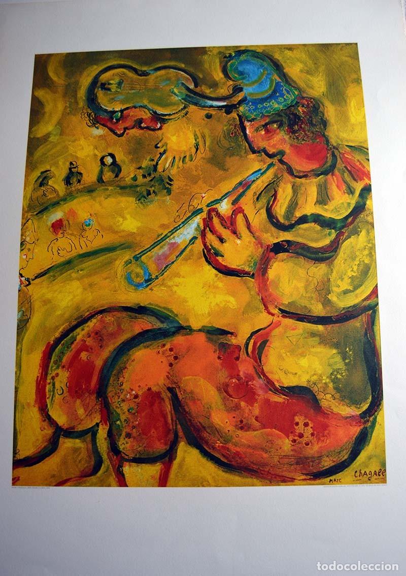 Arte: MARC CHAGALL - Payaso amarillo. 60 x 80 cm - Foto 1