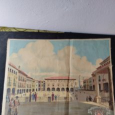 Arte: ANTIGUA EXPOSICIÓN DE BARCELONA 1929 PUEBLO ESPAÑOL PLAZA MAYOR LITOGRAFÍA LIENZO. Lote 401219739