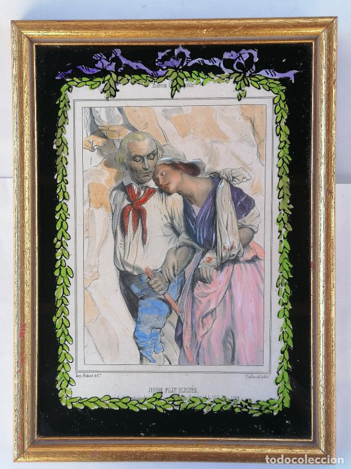 Kunst: LAMINA JEUNE FILLE BLESSEE - LA NI&Ntilde;A HERIDA, AUBERT & CIA, EDITOR CHALLAMEL, A&Ntilde;O 1788