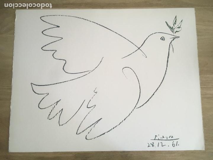 Arte: pablo picasso paloma de la paz litografia original