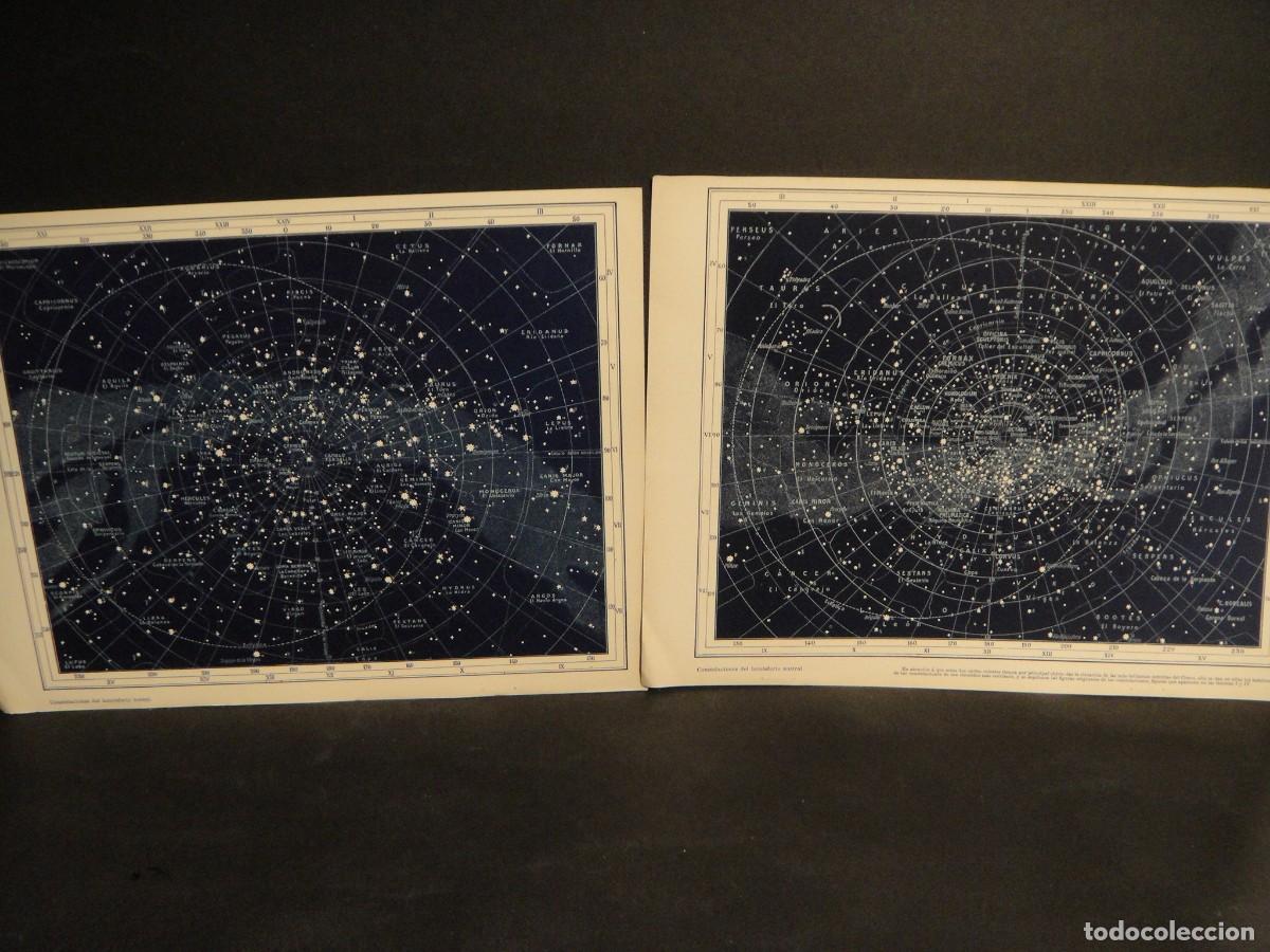 Arte: hemisferio austral y boreal - 2 litografias impresas por las dos caras