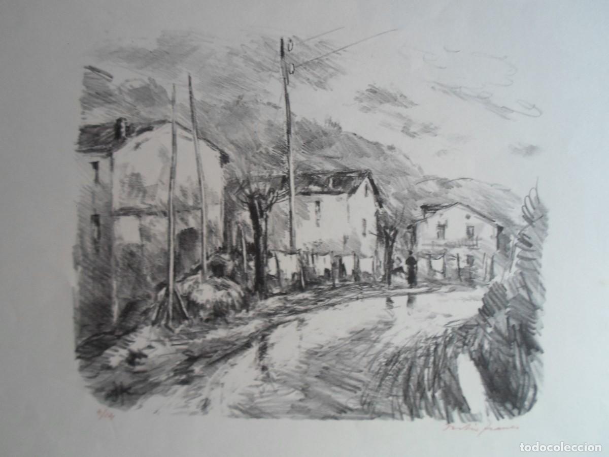 Art: Julio Franc&eacute;s (Guipuzcoa-Suiza) lito 1950 Pais Vasco de 26x22 papel 31x41 firmada y 4/14. Trabajo en
