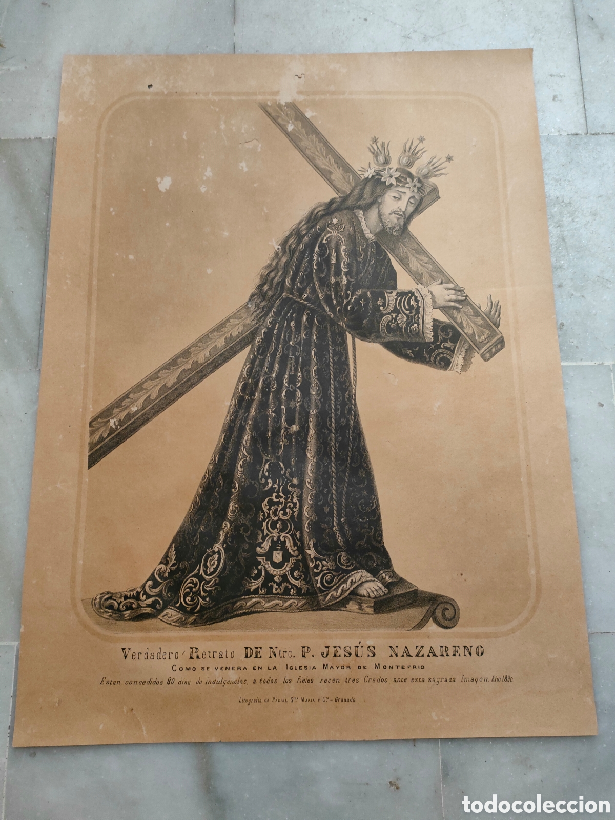 Arte: 1890 Verdadero Retrato de Nuestro P. Jes&uacute;s Nazareno como se venera en la Iglesia Mayor de Montefr&iacute;o