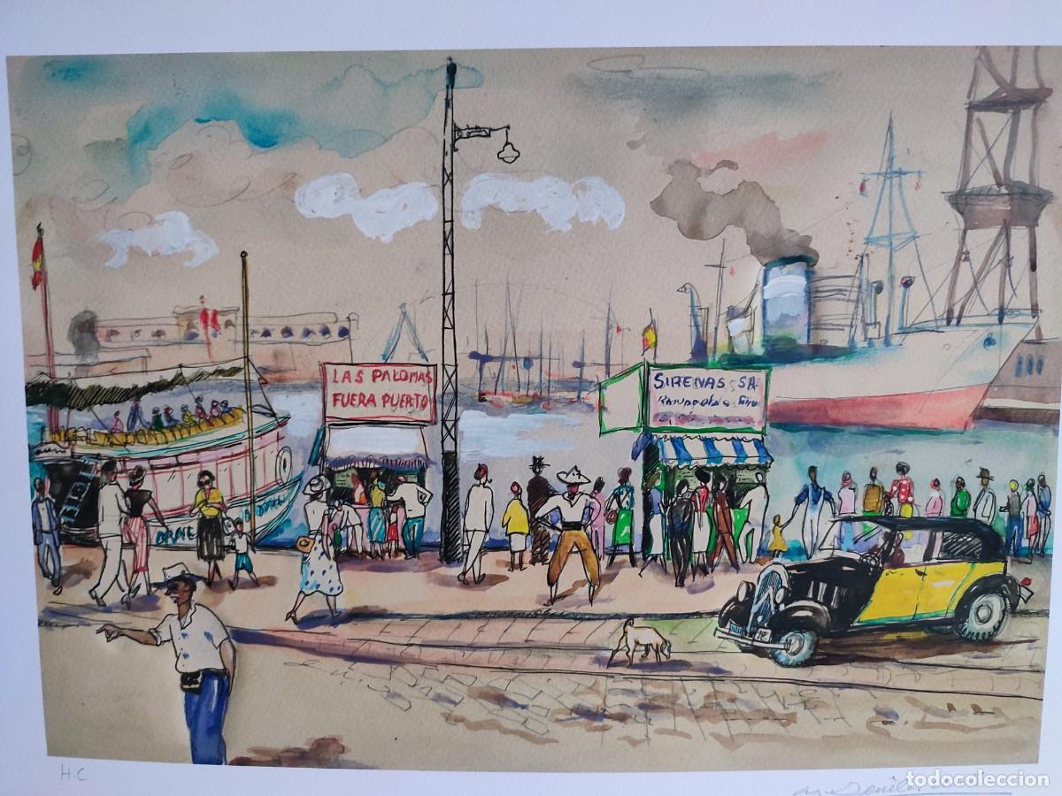 Arte: Litograf&iacute;a Aguilar More, Puerto Barcelona