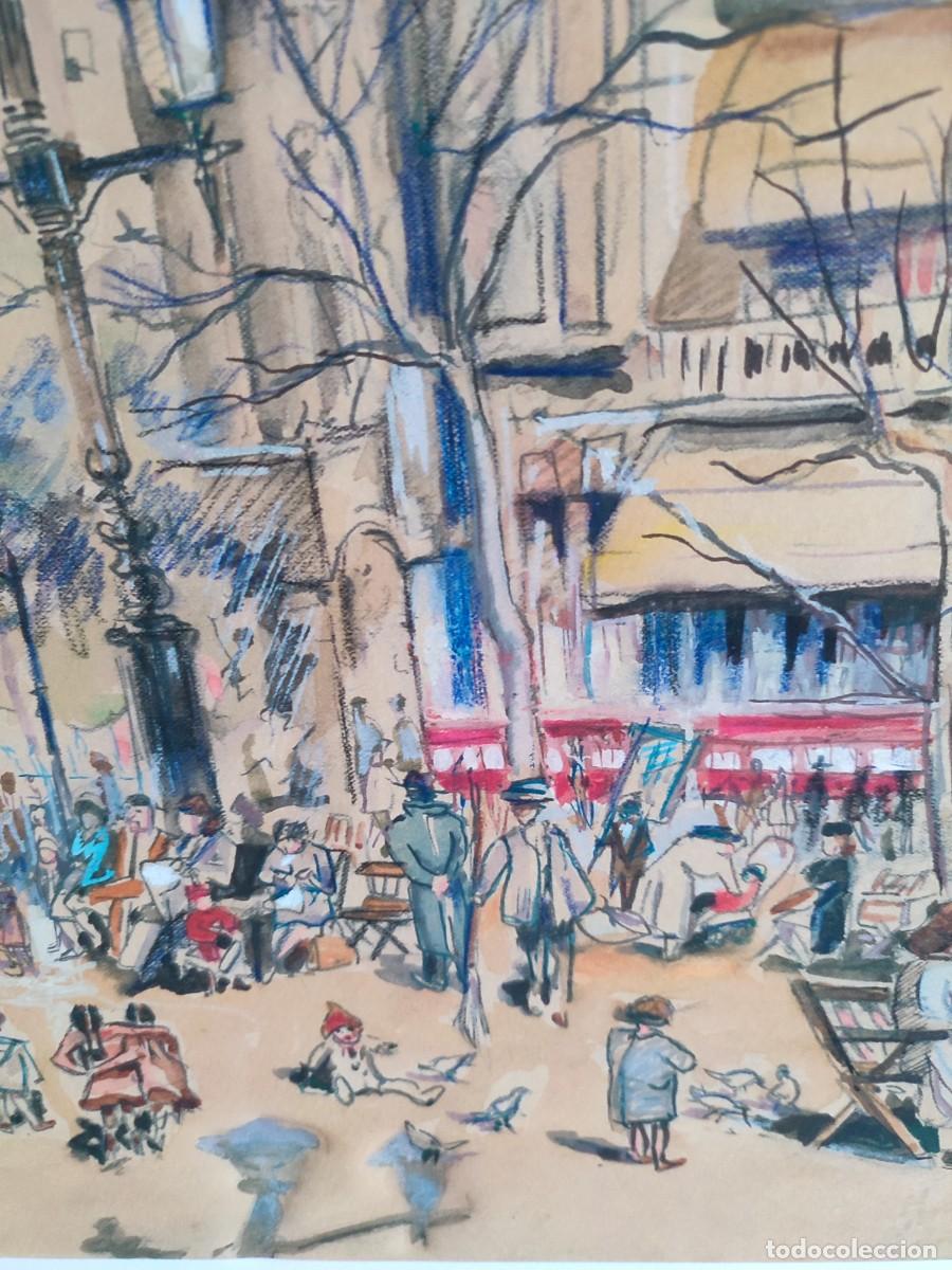 Arte: Litograf&iacute;a Aguilar More, Rambla con Personas