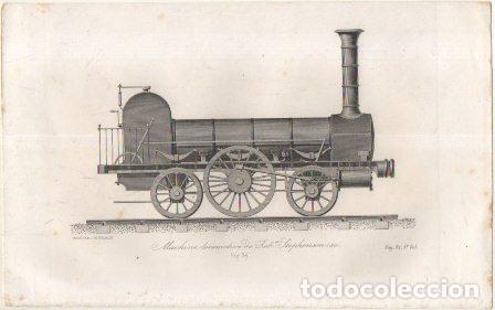 Art: LITOGRAFIA DE TRENES. MACHINE LOCOMOTIVE ROB SZPHENSON. A&Ntilde;O 1845. FIG. 37 G-TRENES-001