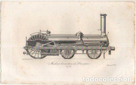 Arte: LITOGRAFIA DE TRENES. MACHINE LOCOMOTIVE DE GRAMPSON. FIG. 50 G-TRENES-002