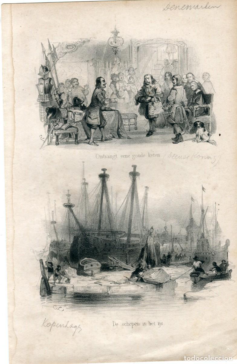 Art: Litografia Ontvangt eene goude keten y De schepen het ijs