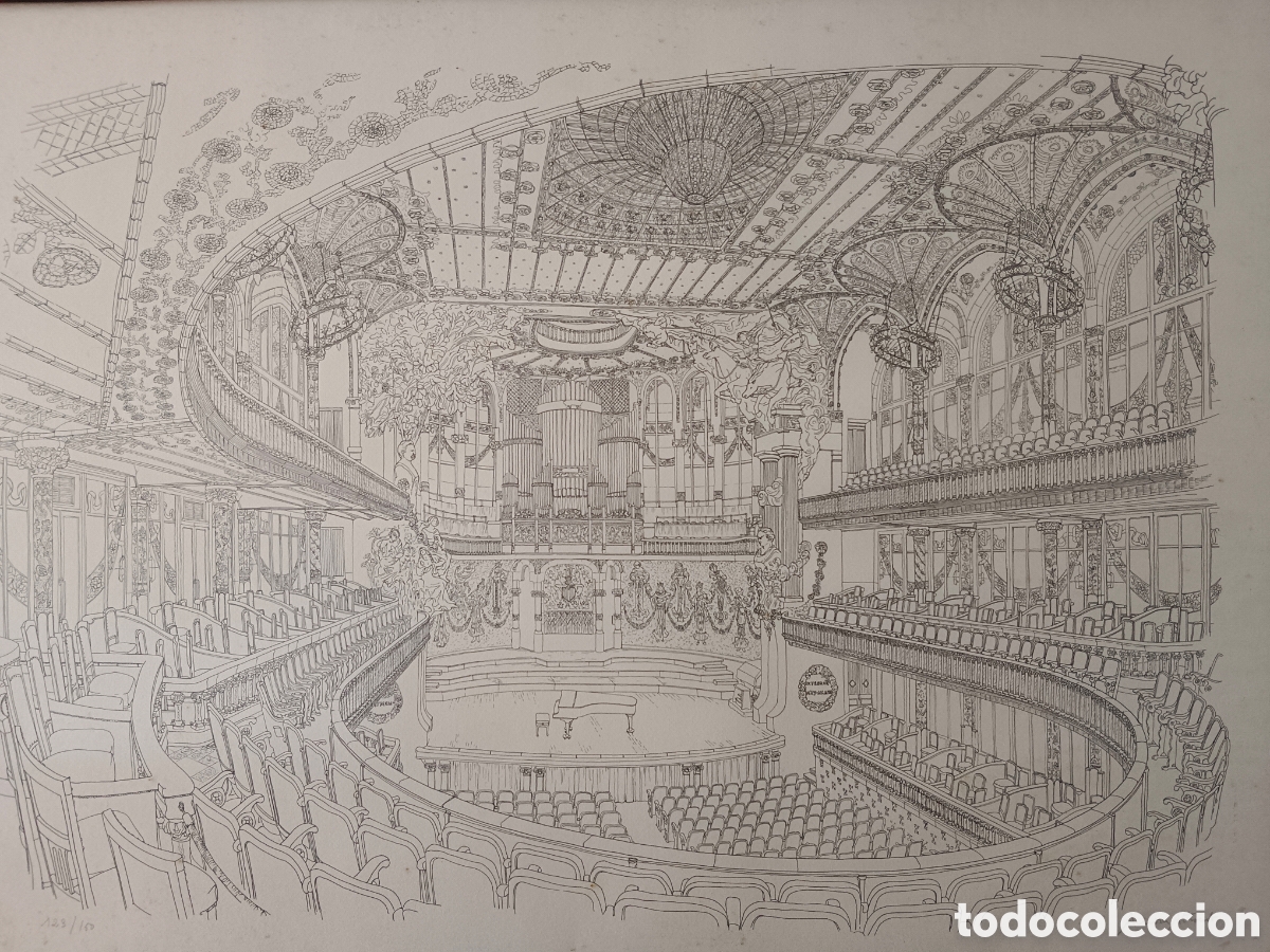 Kunst: Aurora Altisent i Balmas(1928-2022). Litograf&iacute;a firmada seriada 123/150 Palau de la m&uacute;sica (sin marc