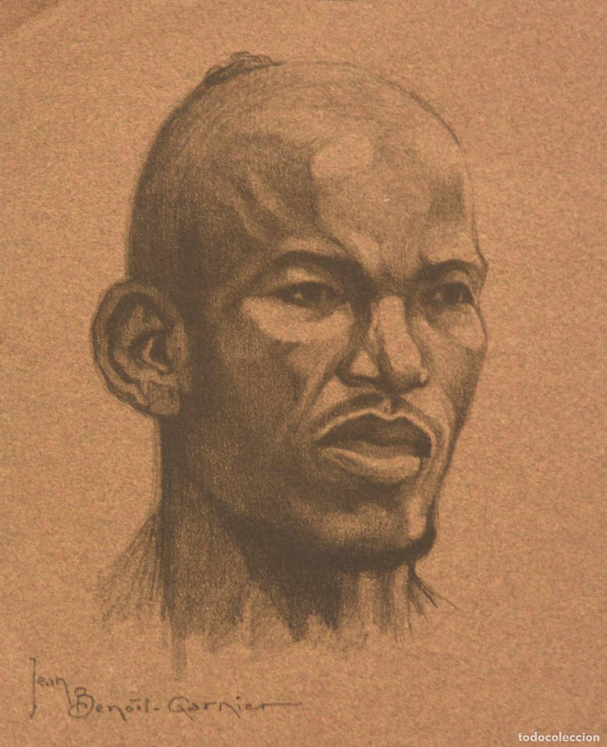 Arte: Lithographie par Jean Beno&icirc;t-Garnier Quelques indig&egrave;nes - Foto 2