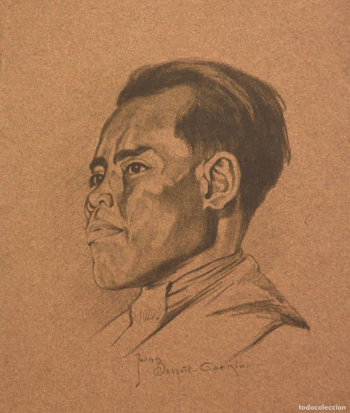 Arte: Lithographie par Jean Beno&icirc;t-Garnier Quelques indig&egrave;nes - Foto 3
