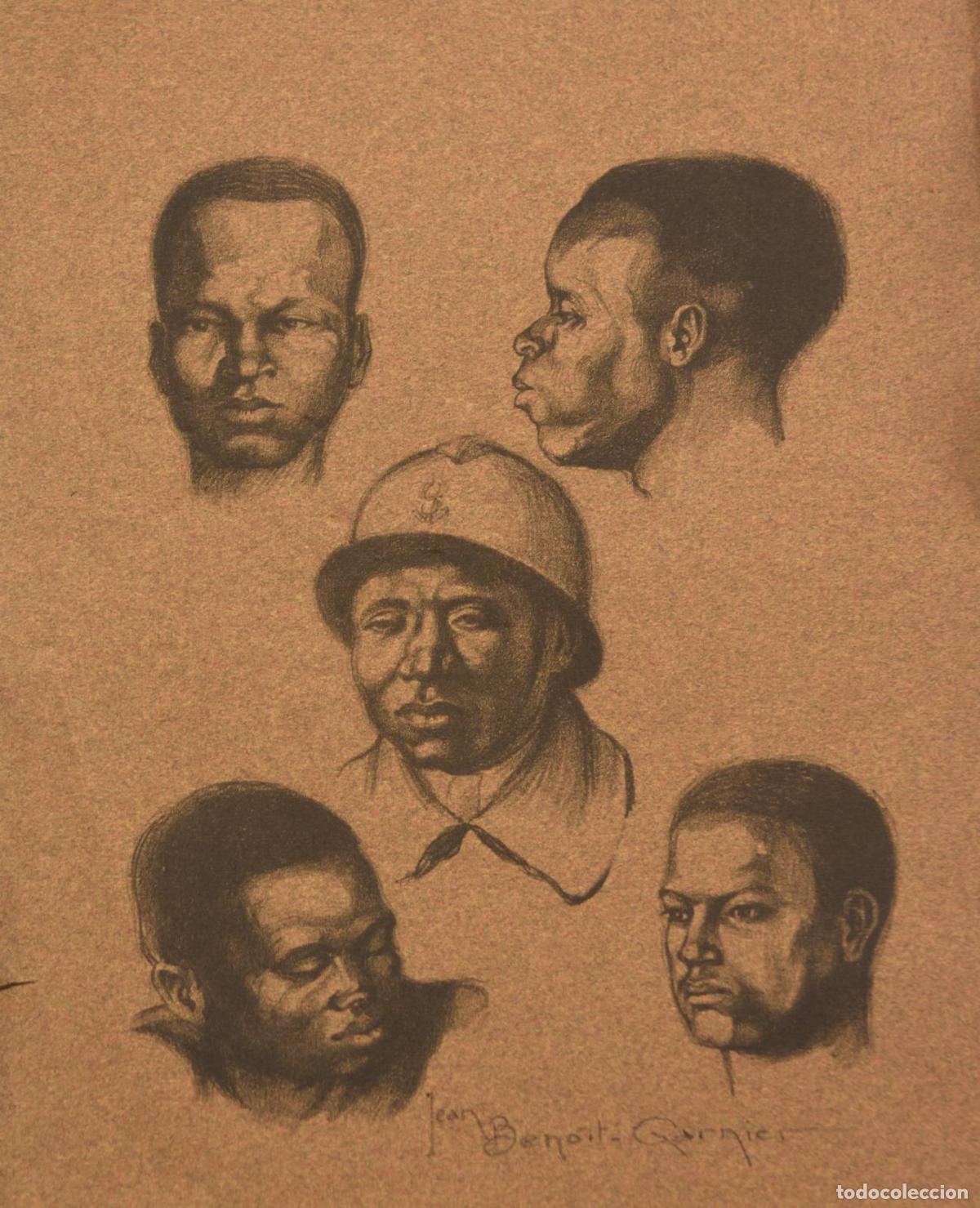 Arte: Lithographie par Jean Beno&icirc;t-Garnier Quelques indig&egrave;nes - Foto 7