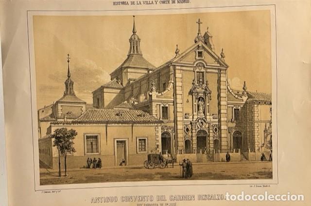 Arte: LITOGRAFIA DE DONON DELCONVENTO DEL CARMEN DESCALZO HOY PARROQUIA DE S. JOSE, MADRID 1860