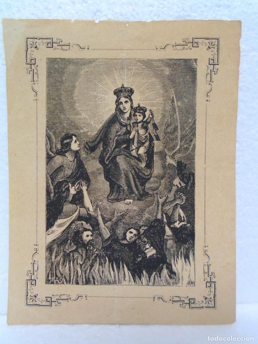 Arte: NTRA.SRA.DEL CARMEN. LITOGRAFIA DEL XIX, 11X8 CM.