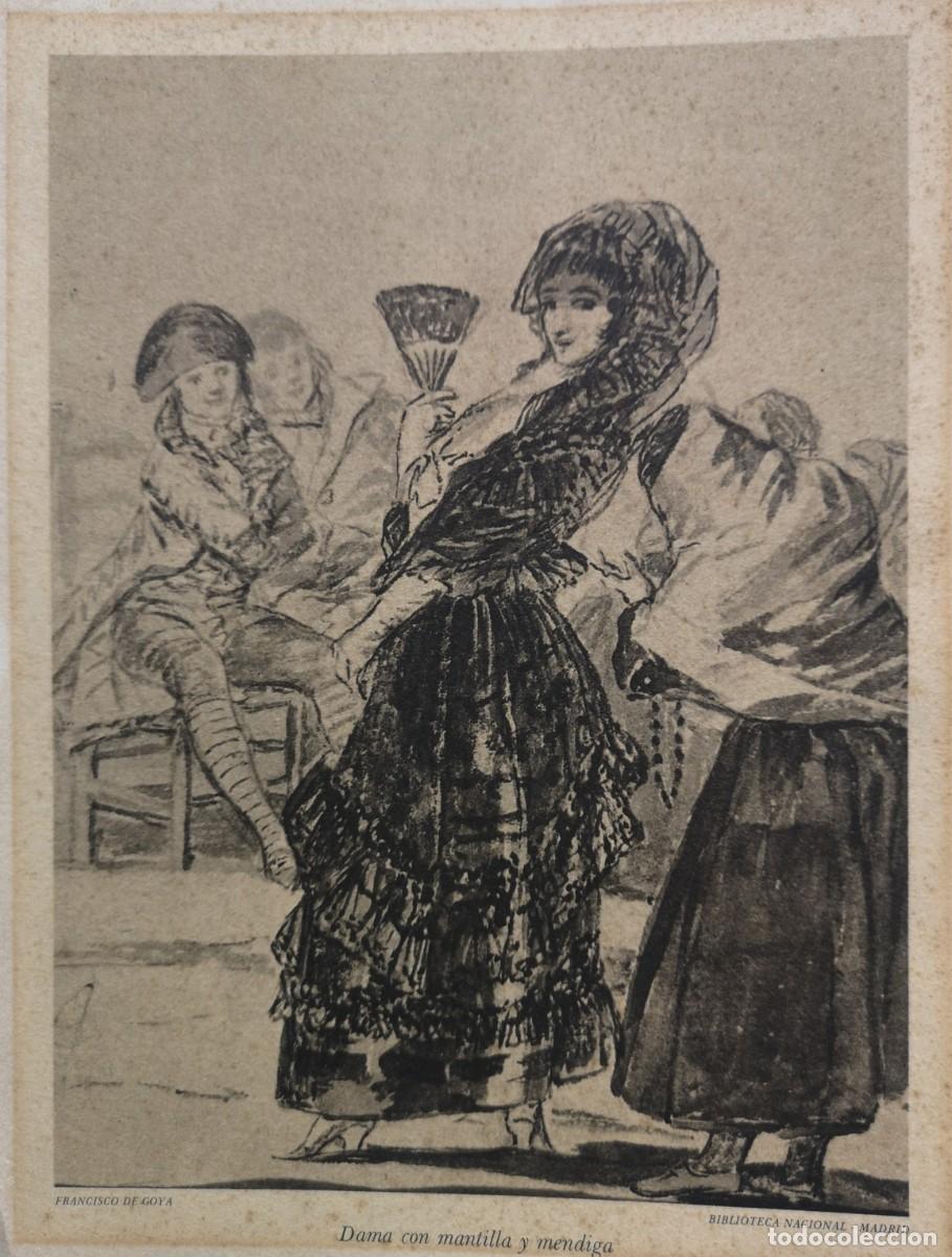 Arte: Lamina Dama con mantilla y Mendiga de Goya