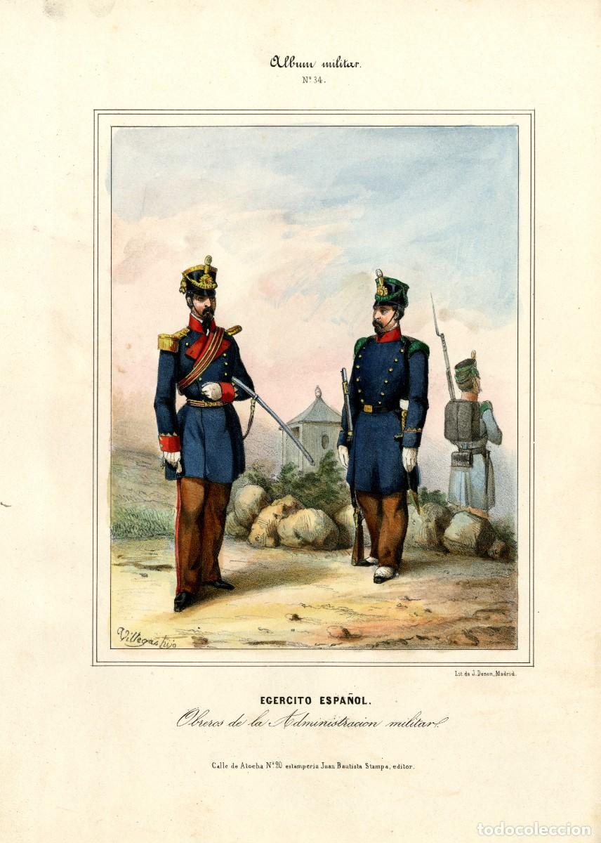 Arte: Album militar. Obreros de la administraci&oacute;n millitar