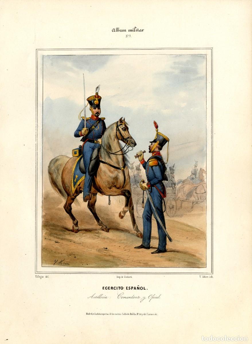 Arte: Album militar. n&ordm; 3. Ej&eacute;rcito espa&ntilde;ol. Artiller&iacute;a, comandante y oficial