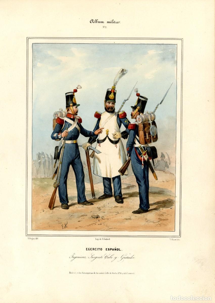 Arte: Album militar, n&ordm; 2. Ingenieros. Sargento, Cabo y Gastador