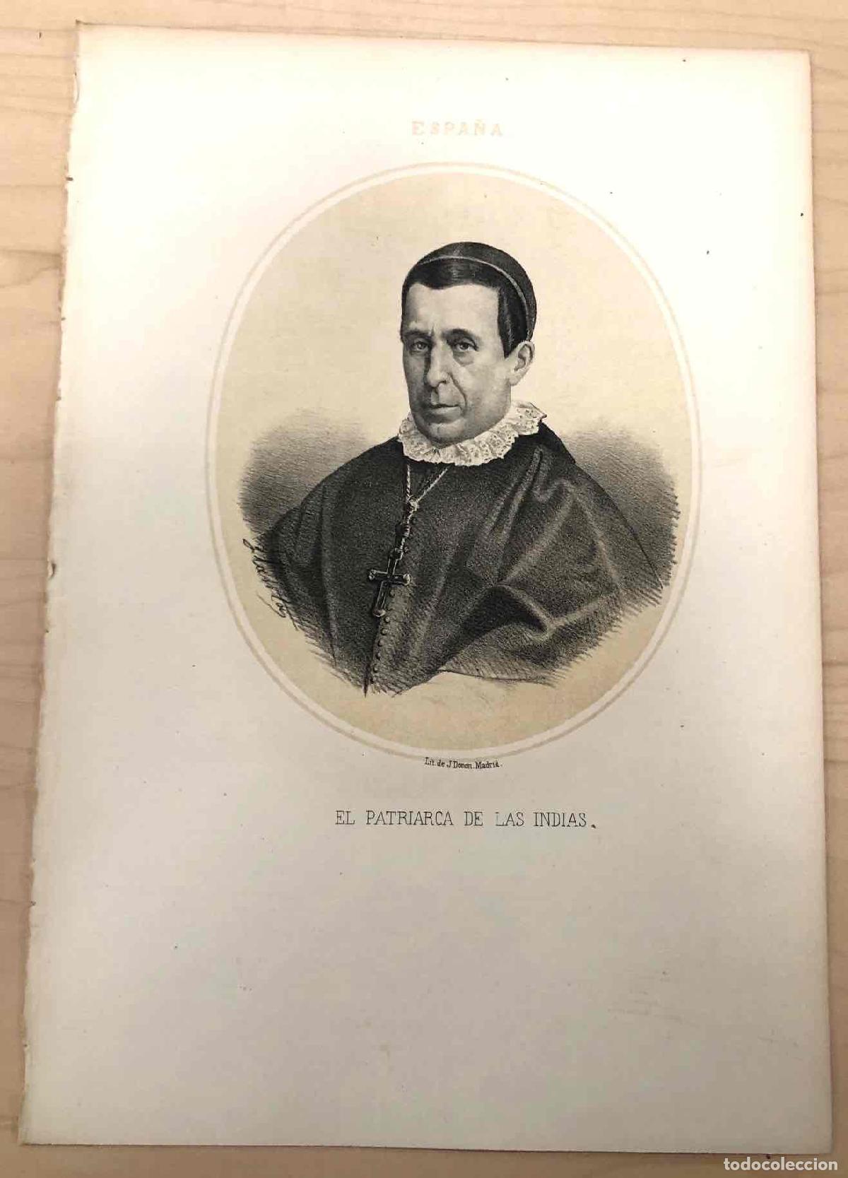 Arte: LITOGRAFIA TOMAS IGLESIAS Y BARCONES, PATRIARCA DE LAS INDIAS. SIGLO XIX