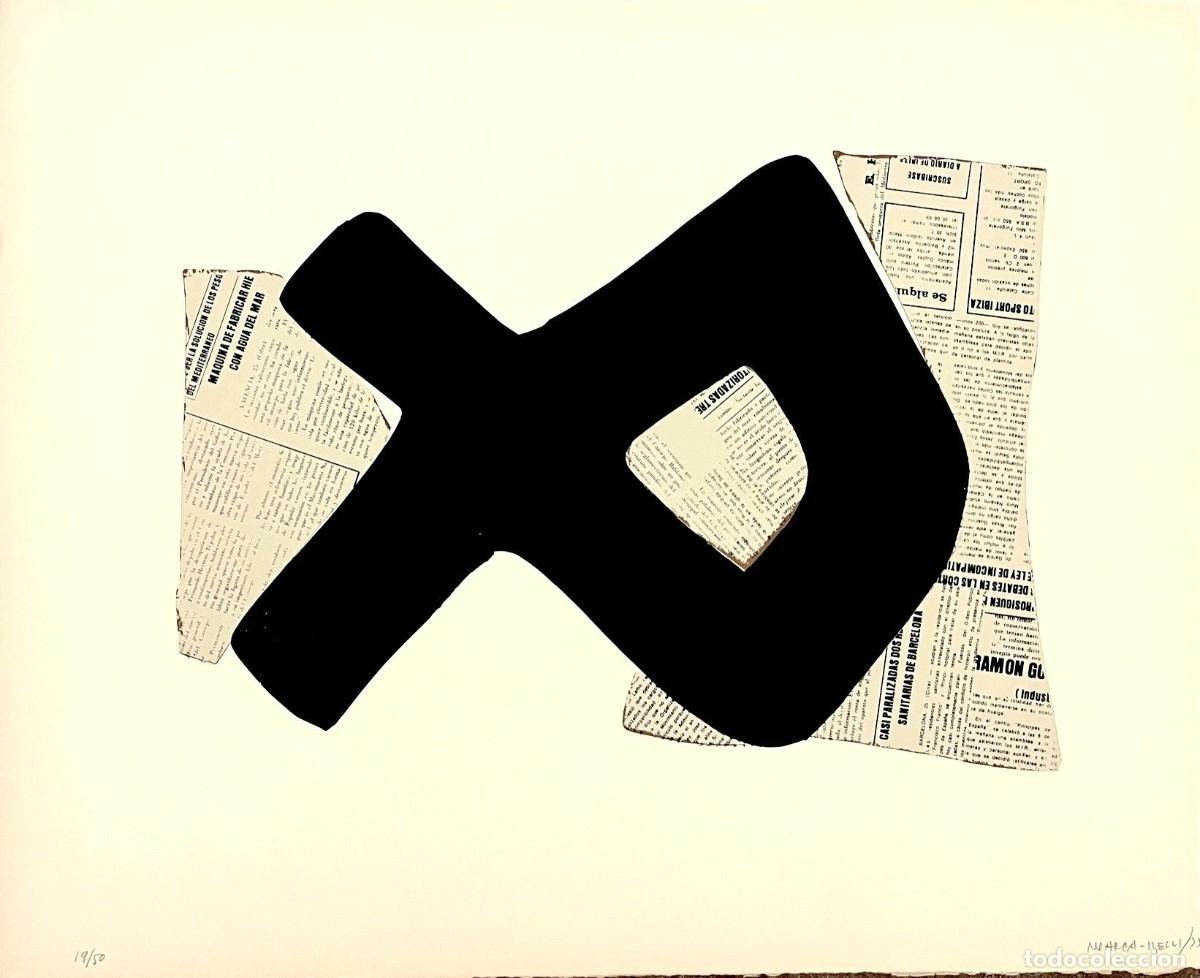 Arte: Conrad Marca Relli. Composition with newspaper. Litograf&iacute;a. - Foto 2