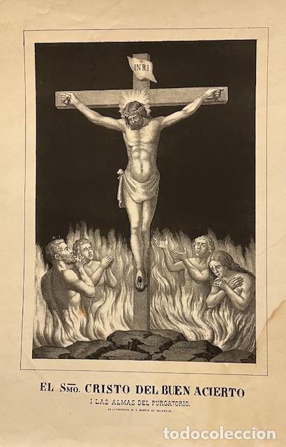 Arte: LITOGRAFIA DEL CRISTO DEL BUEN ACIERTO SE VENERA EN S. MARTIN DE VALENCIA, MEDIADOS DEL S. XIX