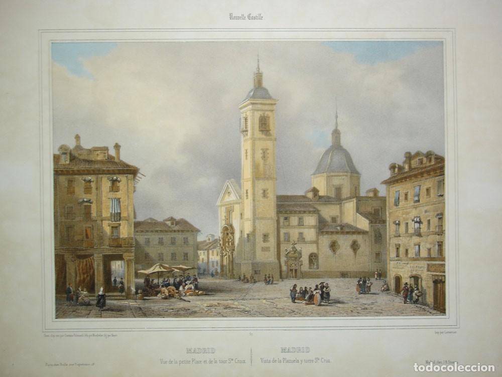Arte: Vista del siglo XIX de la Plazuela y Torre de Santa Cruz, Madrid.