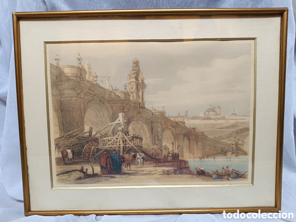 Arte: Cuadro litograf&iacute;a Puerta de Toledo de Madrid en la antig&uuml;edad