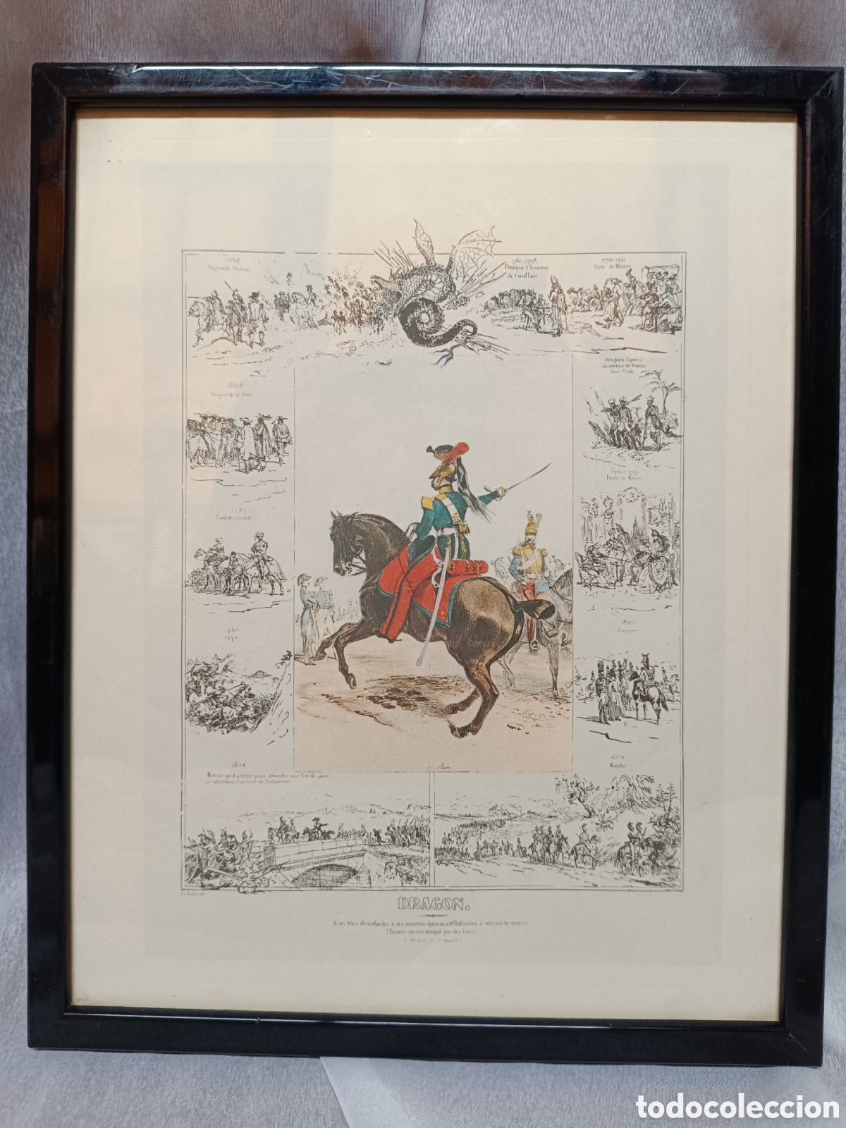 Arte: Cuadro litograf&iacute;a militar caballer&iacute;a Francesa