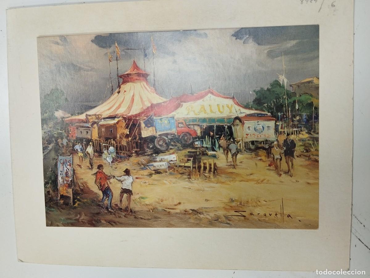 Kunst: LITOGRAFIA SOBRE CUADRO DEL PINTOR SARQUELLA CON FELICITACI&Oacute;N DE NAVIDAD DEL AUTOR.