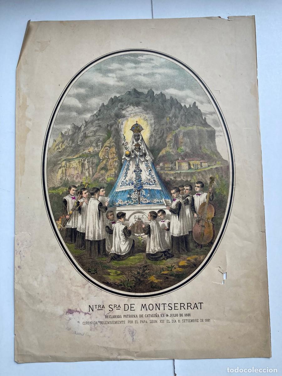 Kunst: Cromolitografia de la Virgen de Montserrat, 44 x 32 cm