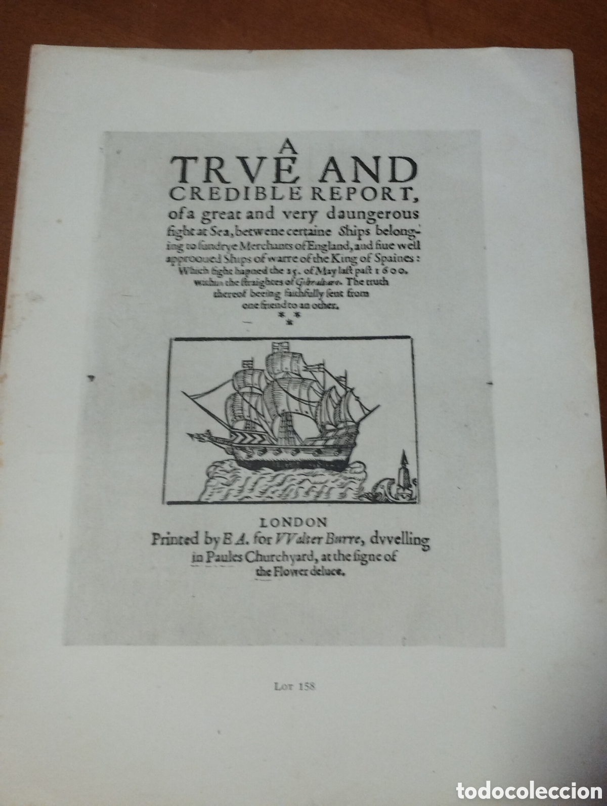 Arte: Litograf&iacute;a A TRVE AND CREDIBLE REPORT LONDON lote. 158