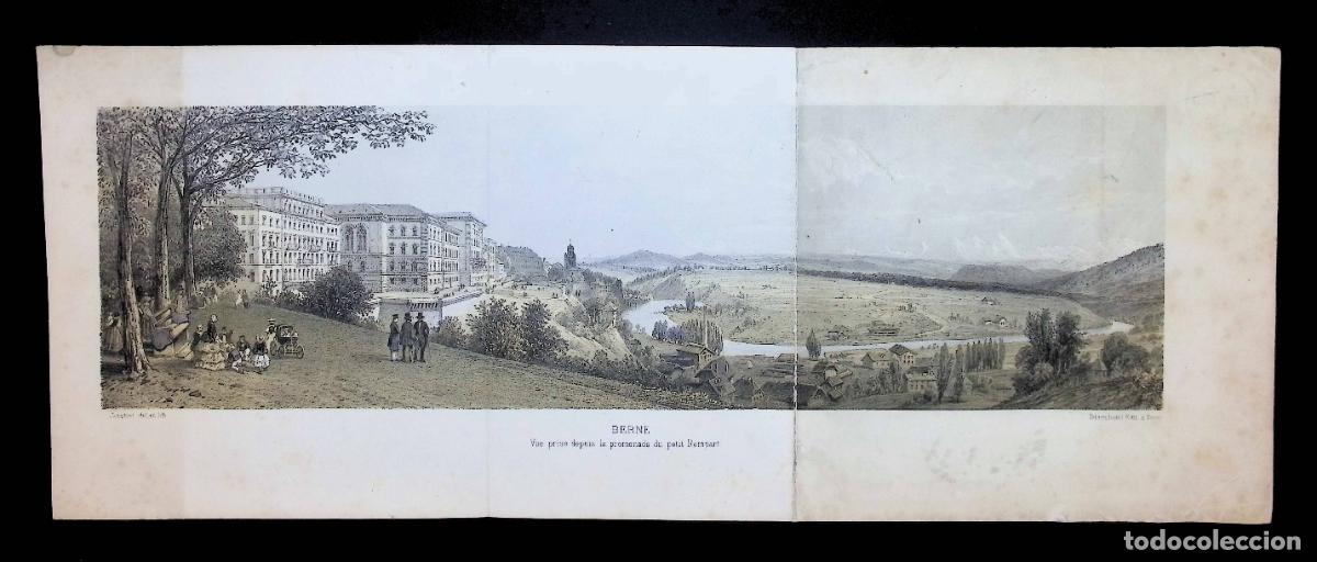 Arte: BERNE. VUE PRISE DU PETIT REMPART. J. JACOTTET DEL. ET LITH. BLANCHOUD &Eacute;DIT. &Aacute; VEVEY. LITOGRAFIA