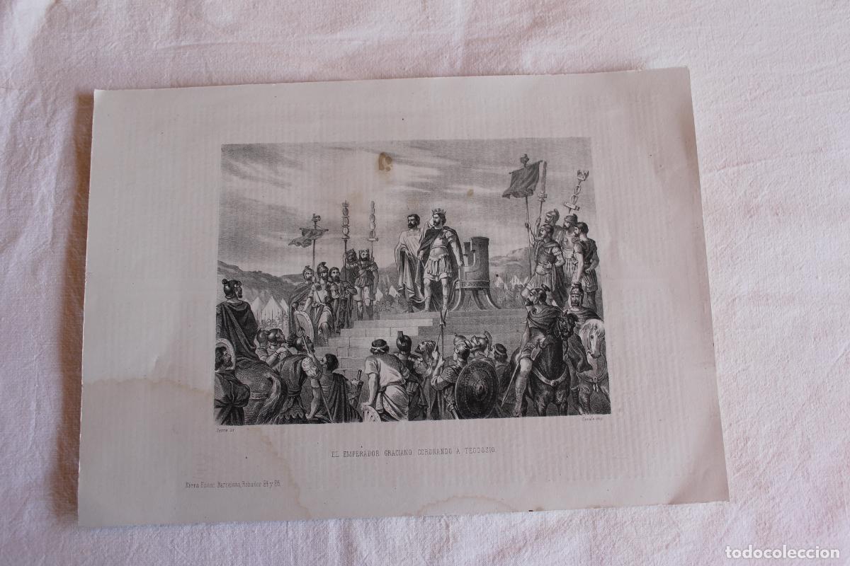 Arte: LITOGRAFIA EL EMPERADOR GRACIANO CORONANDO A TEODOSIO