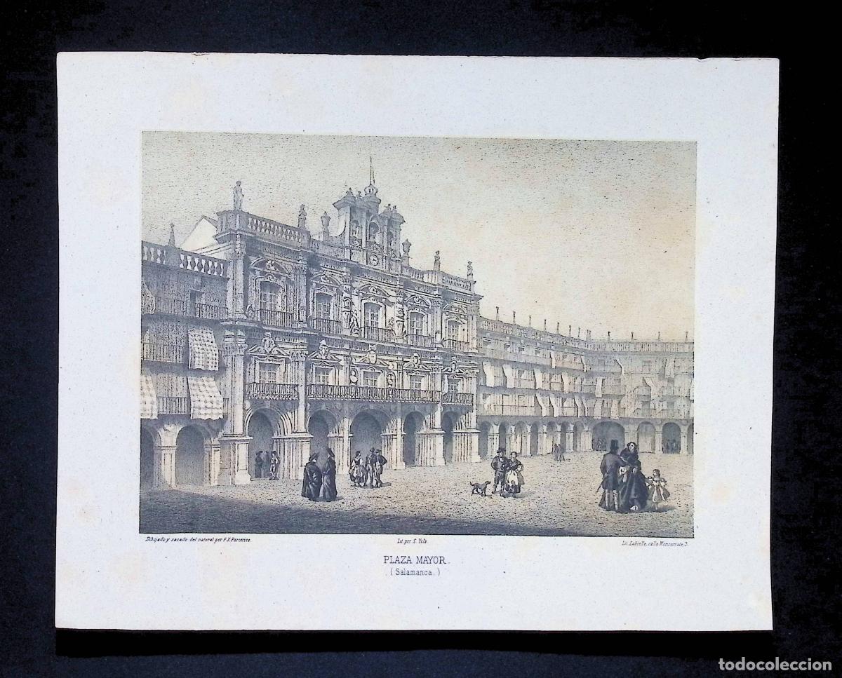 Arte: PLAZA MAYOR (SALAMANCA). PARCERISA. LIT. LABIELLE. (27X21,5 CM)