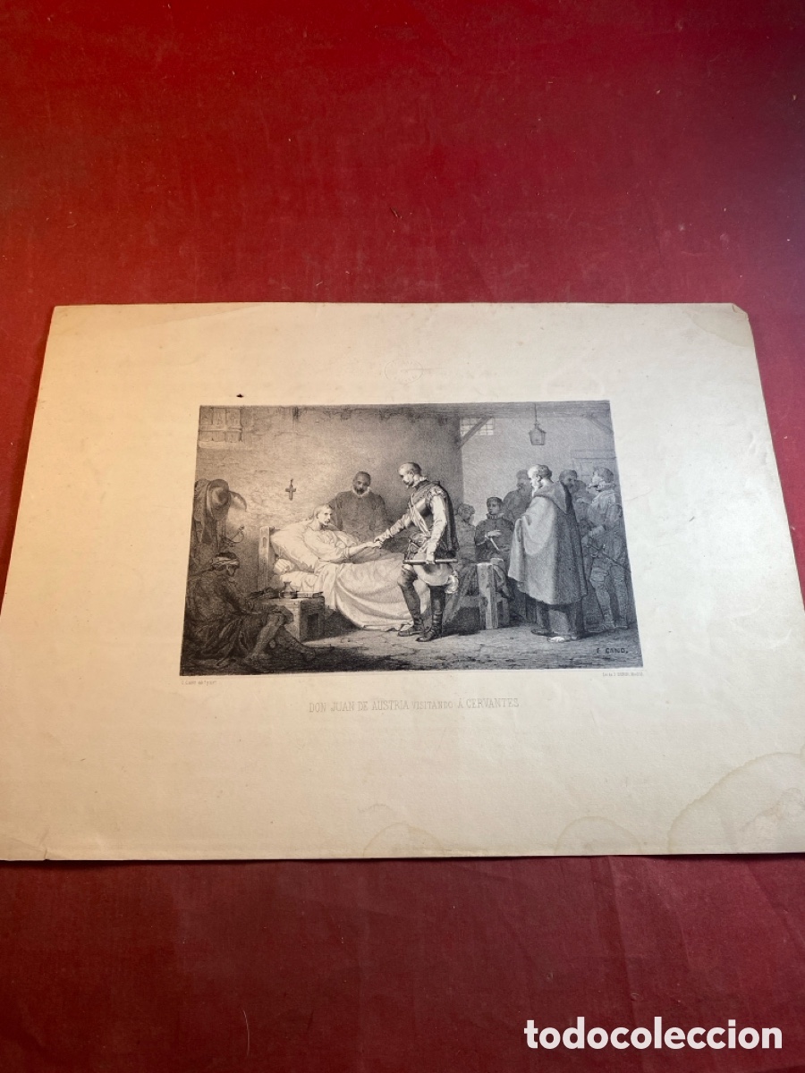 Arte: DON JUAN DE AUSTRIA VISITANDO A CERVANTES - Foto 1