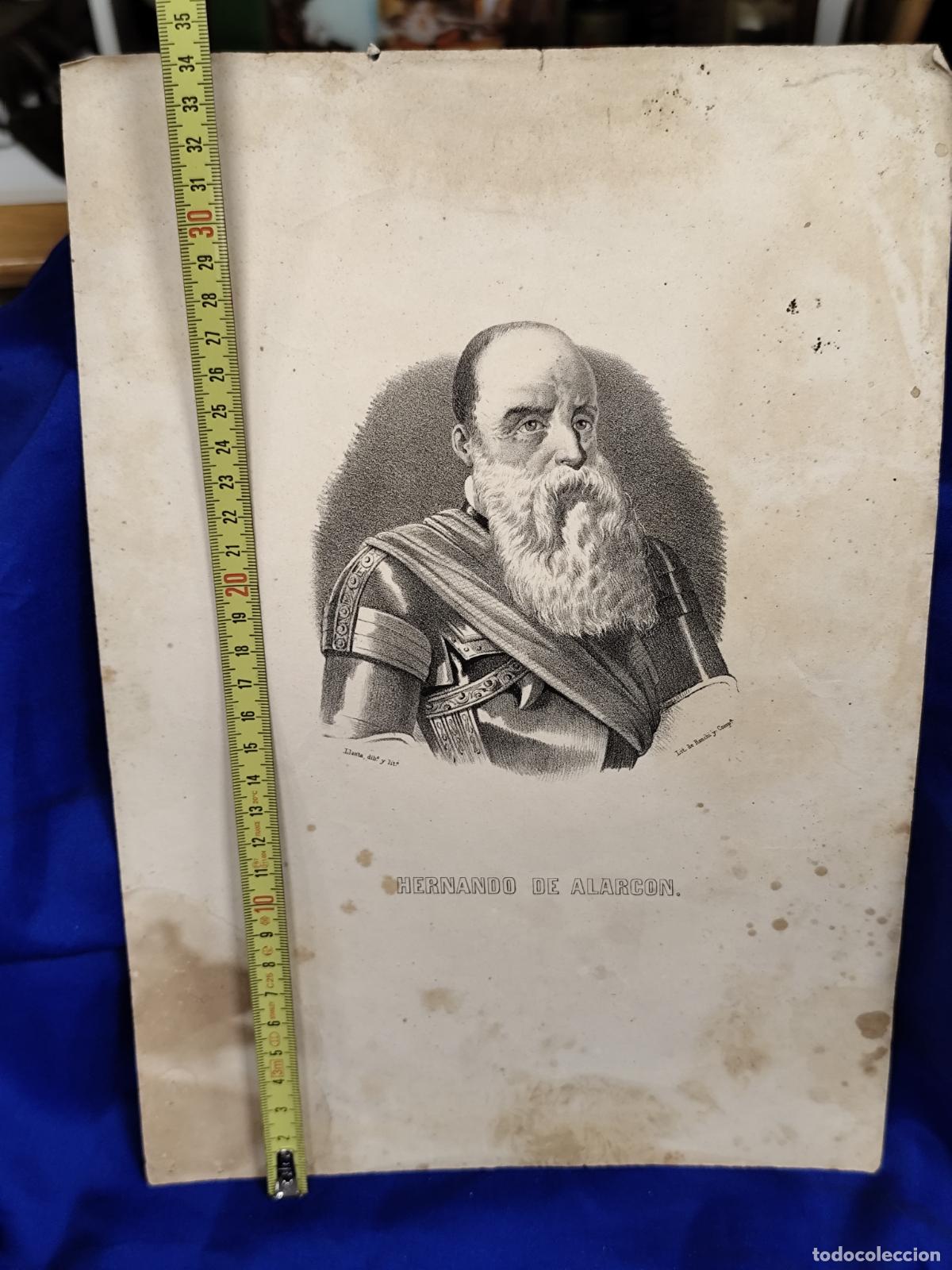 Arte: LITOGRAFIA. RETRATO HERNANDO DE ALARCON RONCHI Y COMPA - Foto 5
