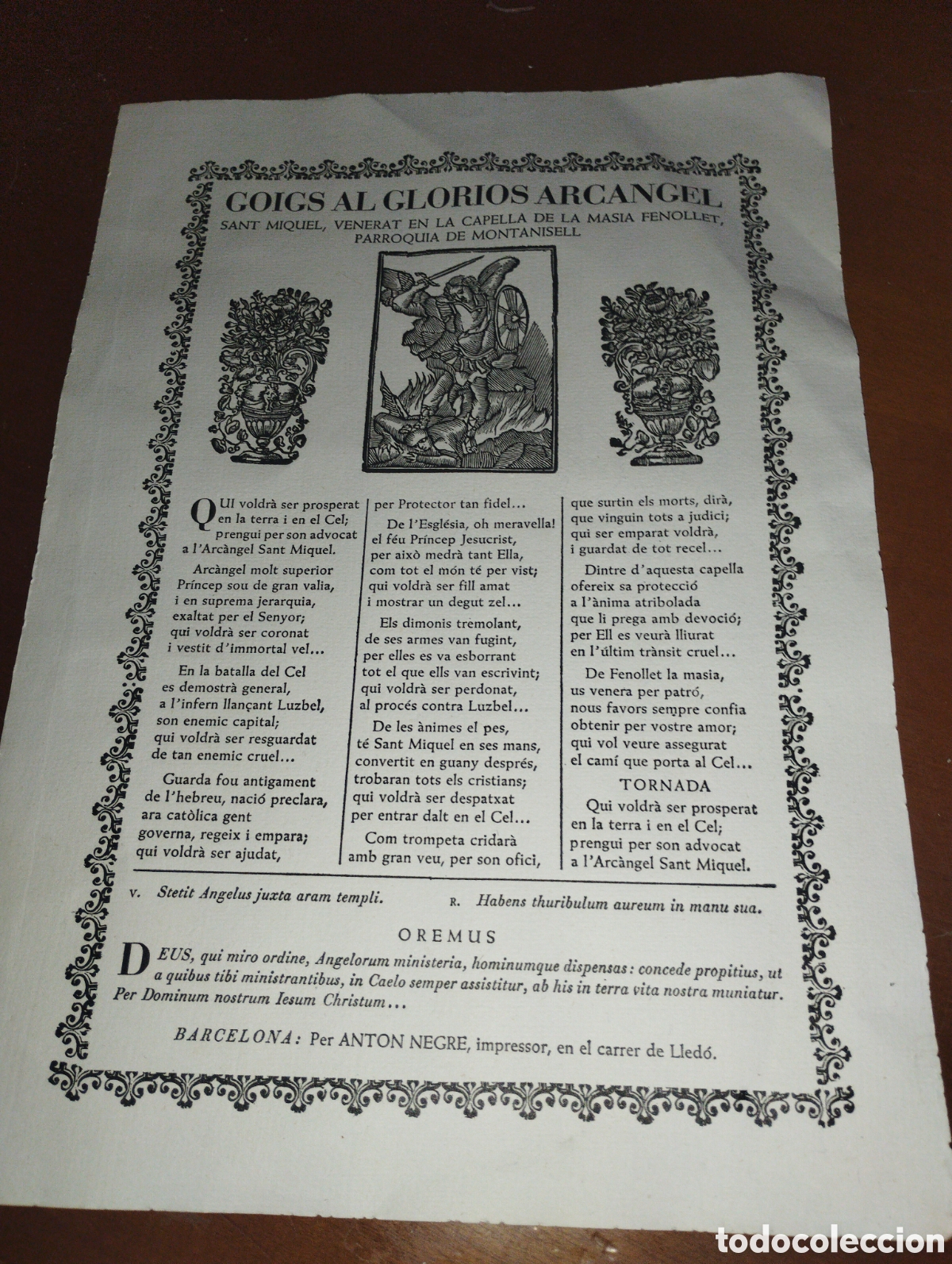 Arte: Goigs en lloan&ccedil;a de Sant Miquel Arcangel, que es venera a Vilanova i La Geltru