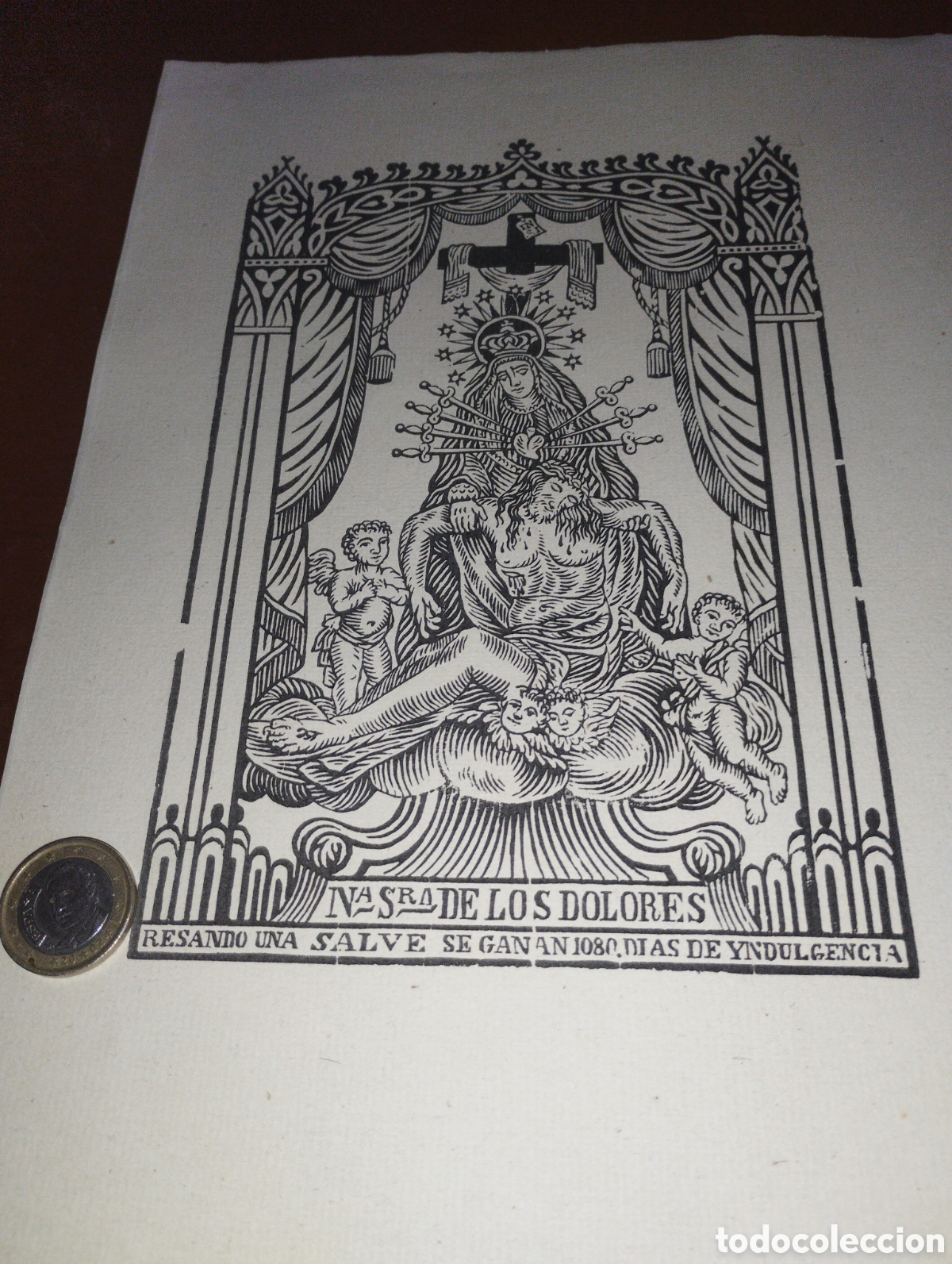 Arte: Litograf&iacute;a de Nuestra Se&ntilde;ora de los Dolores - Foto 1